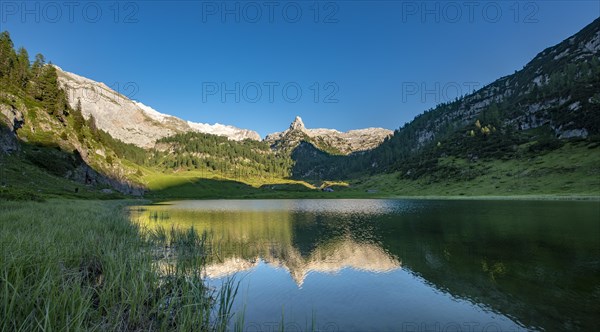 Schottmalhorn reflected in lake Funtensee at sunset