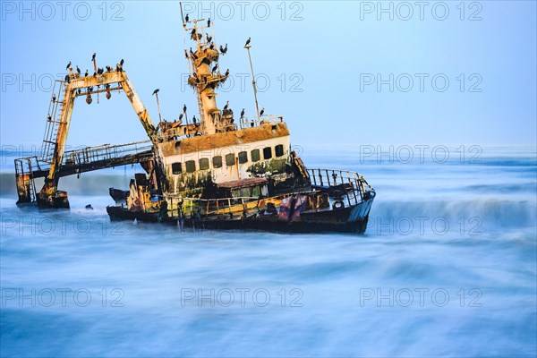 Shipwreck Zeila in the water with swell