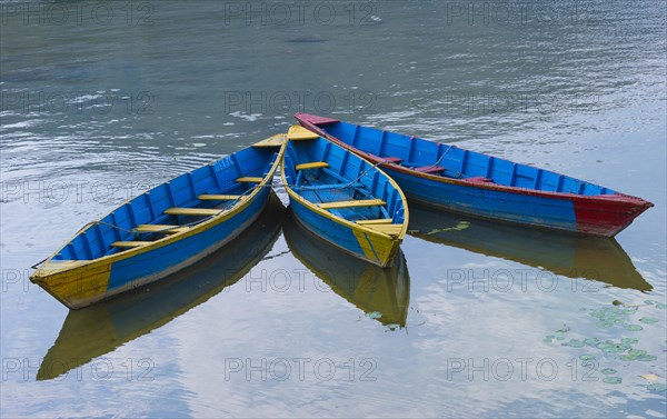 Colorful boats on Phewa Lake