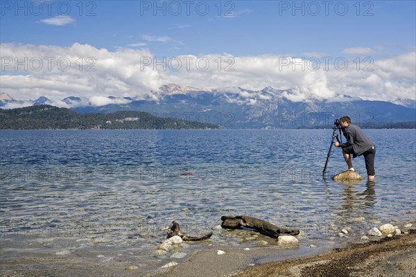 Photographer at the lake Nahuel Huapi