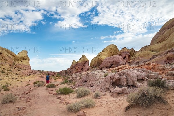 Solo young male hiker on White Dome Trail