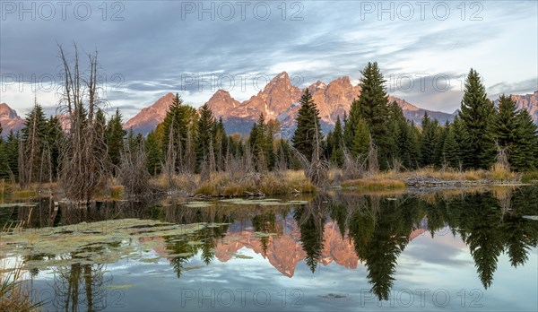 Mountains glow red at sunrise