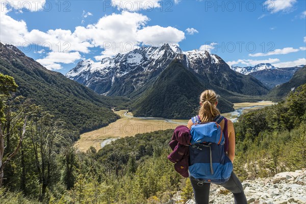 Hiker overlooks the Routeburn Flats