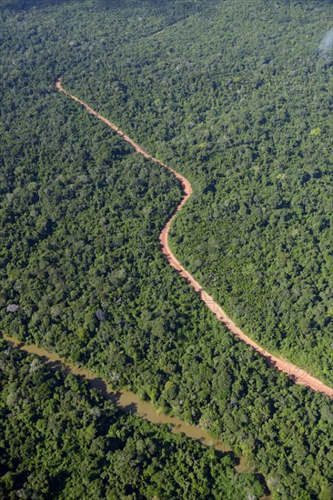 Road through Amazon rainforest