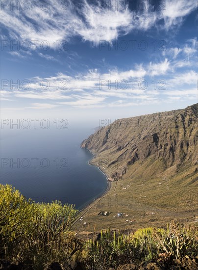 View from Mirador de Isora viewpoint to Las Playas bay with the El Hierro hotel