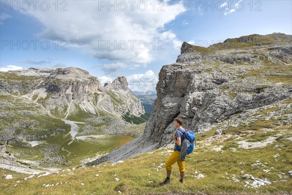 Hikers looking into a valley