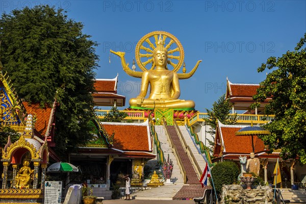 Big Buddha statue in temple in Ban Bo Phut