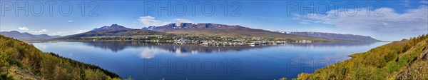 View over the fjord Eyjafjorour to Akureyri