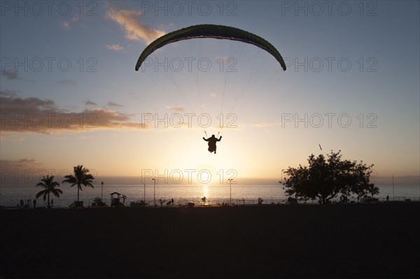 Paraglider on the beach of Puerto Naos