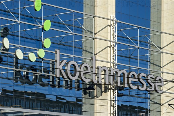 Koelnmesse logo on glass facade