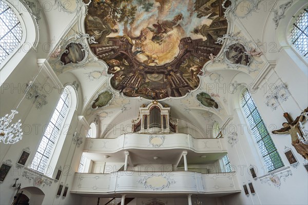 Organ gallery and ceiling frescos