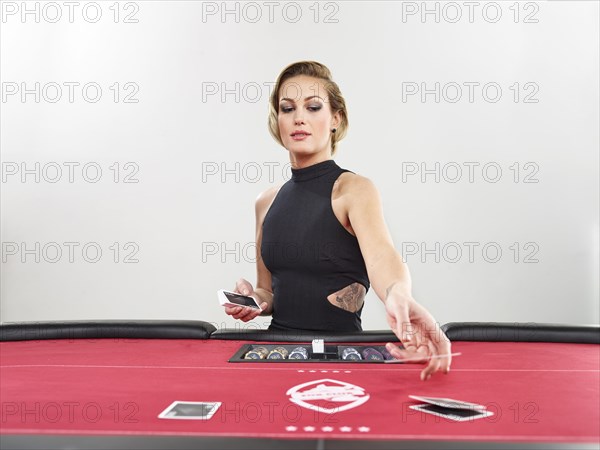 Woman playing blackjack