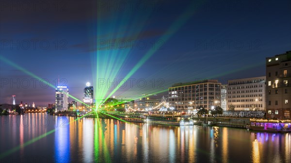 Illuminated river Spree at night