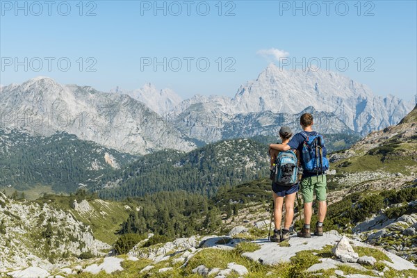 Two hikers looking at the Watzmann