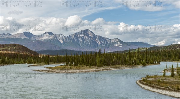 View on wide valley with river