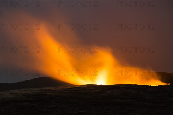 Eruption at night