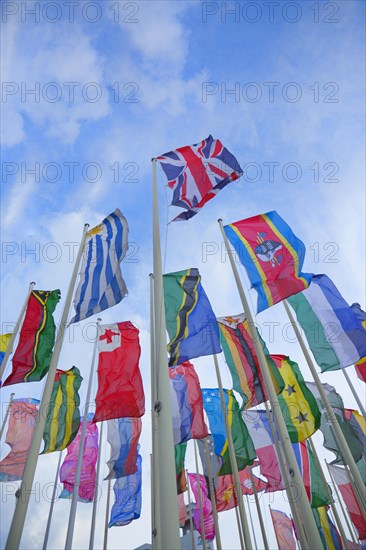 Flagpoles with international flags