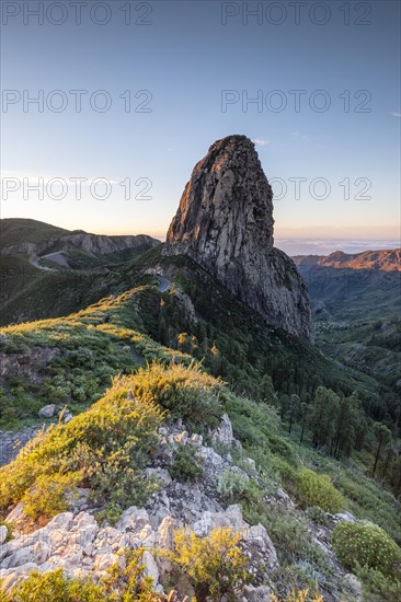 Roque de Agando rock tower at sunrise