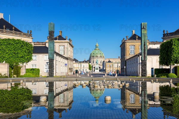 Fountain in front of Amalienborg Palace in Copenhagen
