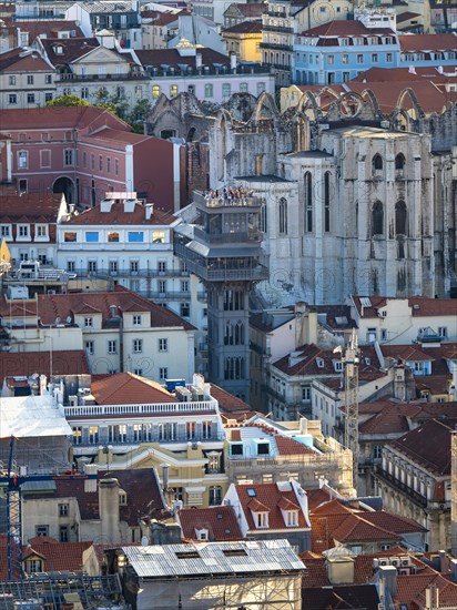 City view with elevator Elevador de Santa Justa