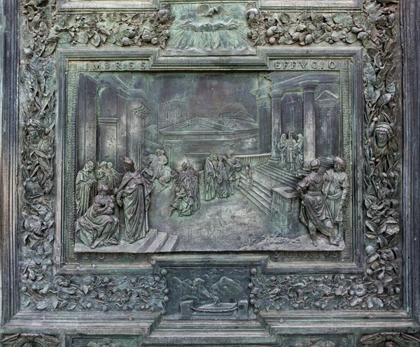 Bronze relief at the entrance portal