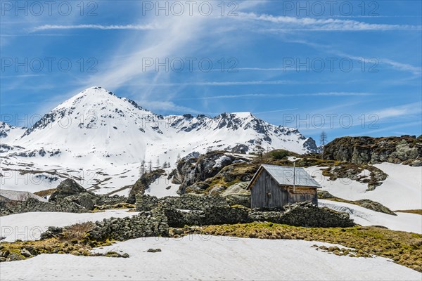 Mountain landscape with cottage