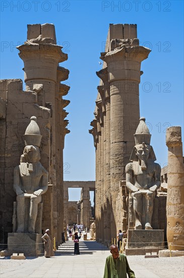 Pharaoh statues in front of Karnak Temple