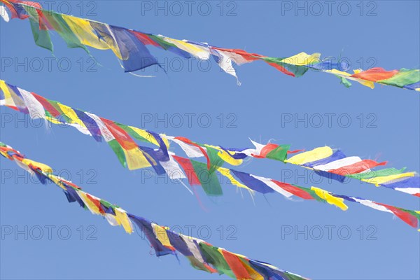 Colored prayer flags at Boudhanath stupa