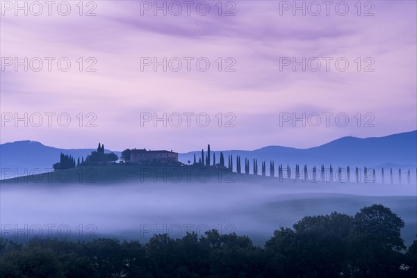 Typical green Tuscan landscape in Bagno Vignoni