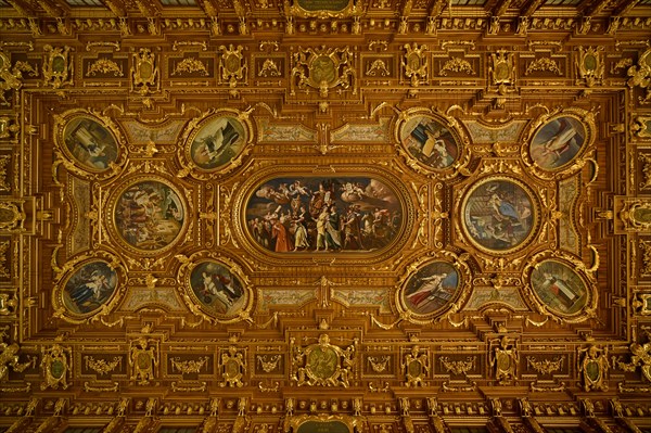 Cassette ceiling with the main painting of Sapientia