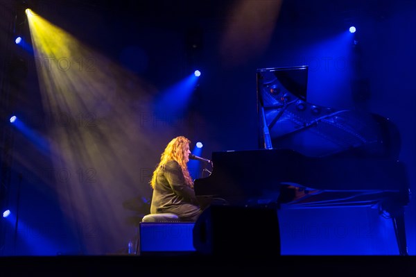 The British singer and songwriter Frances on the concert grand piano live at the Blue Balls Festival Lucerne