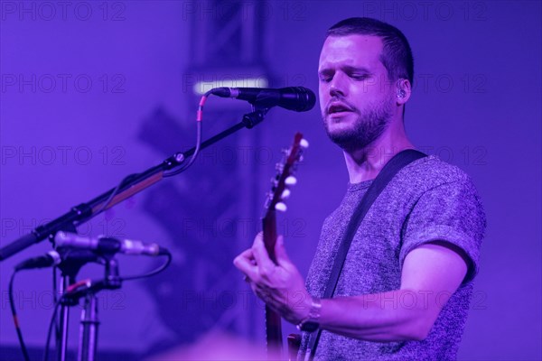 The English alternative rock band White Lies with frontman Harry McVeigh live at the 25th Blue Balls Festival in Lucerne