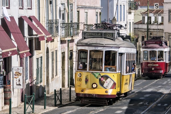 Cars of the tram line 28 and the Hills Tramcar