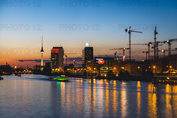 View from Oberbaum Bridge to the Berlin skyline with Alex
