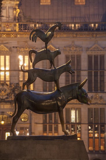 Bremen Town Musicians in the evening