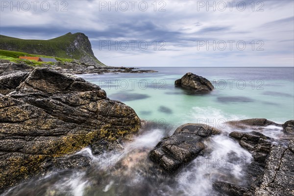 Surf on rocky coast