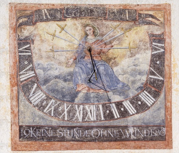 Sundial at the pilgrimage church on Mariahilferberg mountain