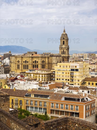 View from Monte de Gibralfaro to the historic centre with Malaga Cathedral