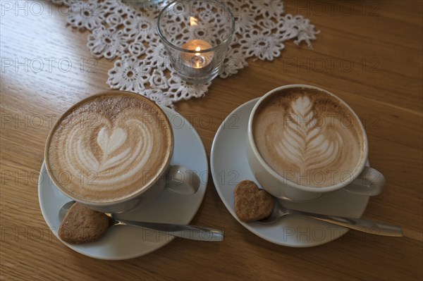 Two cappuccino with milk froth