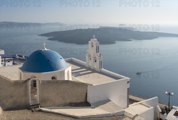 Blue dome and bell-tower of Firostefani Church