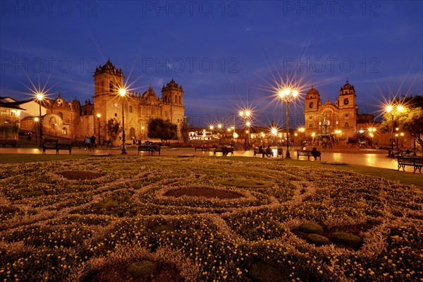 Cathedral and church Iglesia Compania de Jesus at dawn