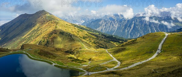 Artificial lake to feed water to the snow cannons for the slopes of the Fellhornbahn and Kanzelwandbahn