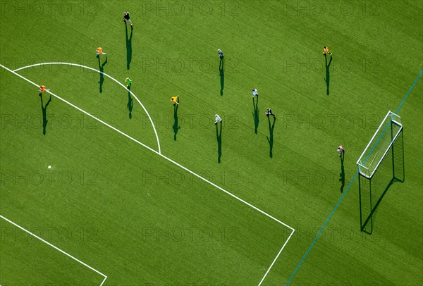 Soccer training on a sports field