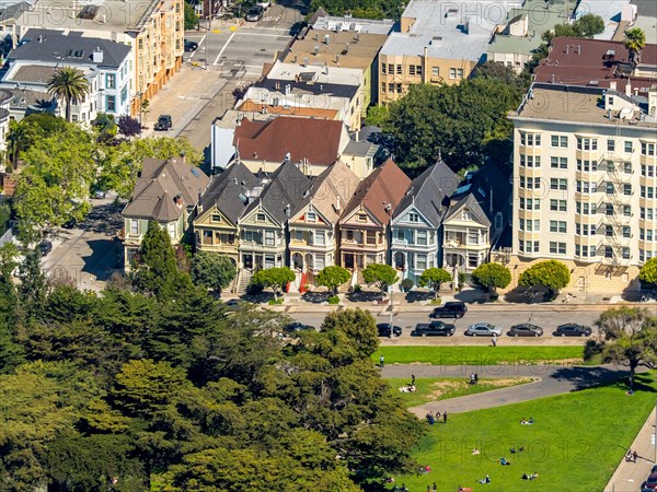 Aerial view of the Painted Ladies at Steiner Street