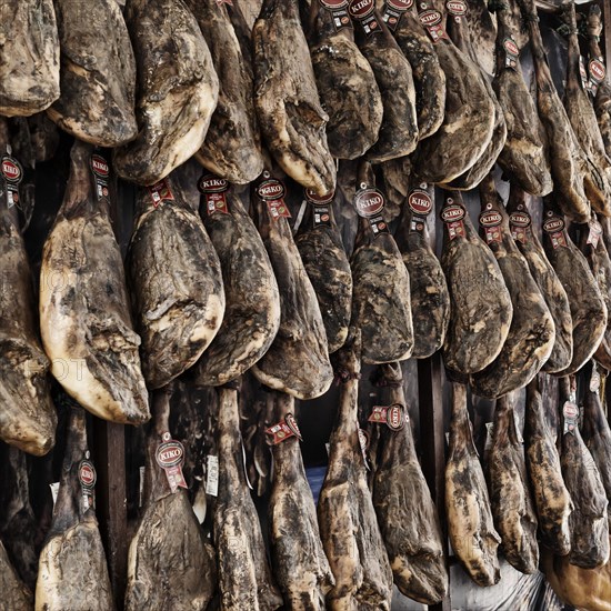 Different varieties of Spanish pata negra ham