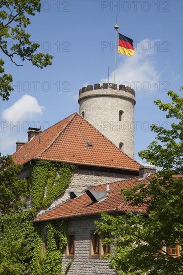 Sparrenburg or Sparrenberg Castle with waving flag