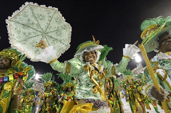 Smiling woman in costume