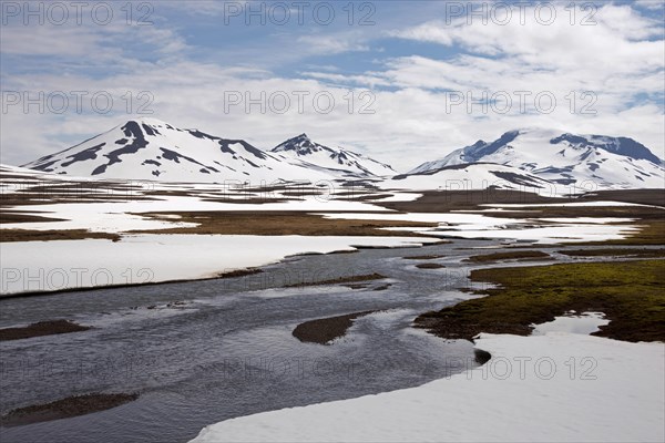 Winter landscape with volcano Snaefell