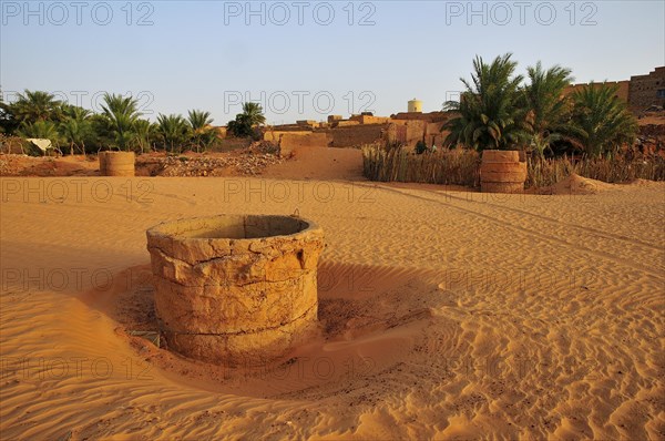 Fountain in a dry riverbed