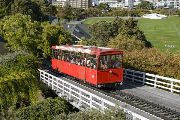 Wellington Cable Car on railway track